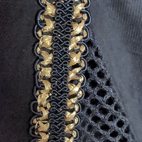 Ixiah Black and Gold Asymmetrical Handkerchief Hem Twirly Midi Skirt Size M - Picture 10 of 14